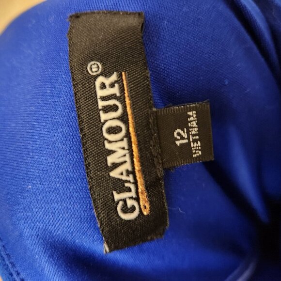 Glamour Flutter Sleeve Coctail Dress Womens Size 12 Blue Stretch - Picture 5 of 5